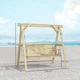 Fir Wood 3 Seater Swing Garden Bench in Rectangular - Velmora