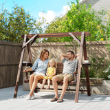 Fir Wood 3 Seater Swing Garden Bench in Rectangular - Velmora