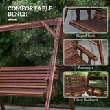 Fir Wood 3 Seater Swing Garden Bench in Rectangular - Velmora
