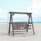 Fir Wood 3 Seater Swing Garden Bench in Rectangular - Velmora