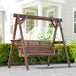 Fir Wood 3 Seater Swing Garden Bench in Rectangular - Velmora