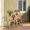 Fir Wood 3 Tier Folding Plant Stand 100cm Wide - Velmora
