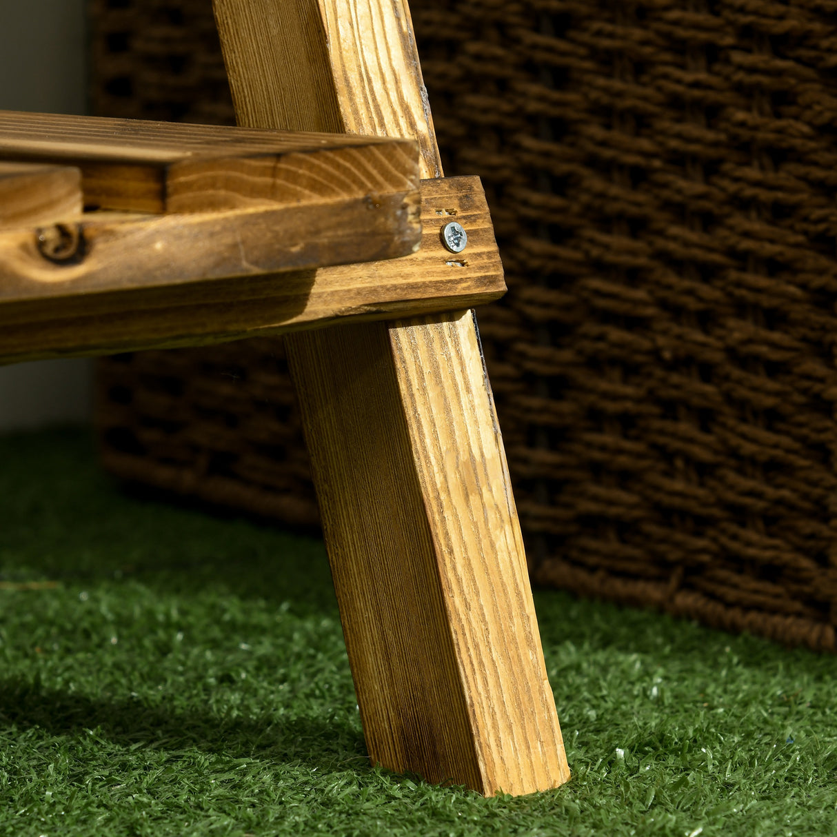 Fir Wood 3 Tier Folding Plant Stand 60cm Wide - Velmora