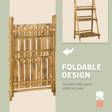 Fir Wood 3 Tier Folding Plant Stand 60cm Wide - Velmora