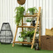 Fir Wood 3 Tier Folding Plant Stand 60cm Wide - Velmora