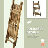 Fir Wood 3 Tier Folding Plant Stand 93cm Wide - Velmora