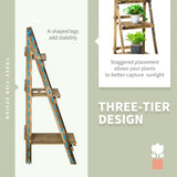 Fir Wood 3 Tier Folding Plant Stand 93cm Wide - Velmora