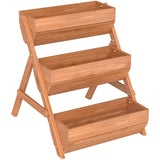 Fir Wood 3 Tier Plant Stand 65cm Wide - Velmora