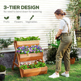 Fir Wood 3 Tier Plant Stand 65cm Wide - Velmora