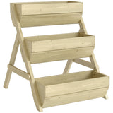 Fir Wood 3 Tier Plant Stand 65cm Wide - Velmora