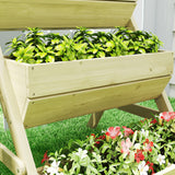 Fir Wood 3 Tier Plant Stand 65cm Wide - Velmora