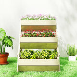 Fir Wood 3 Tier Plant Stand 65cm Wide - Velmora