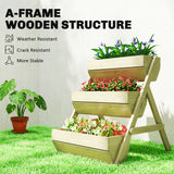 Fir Wood 3 Tier Plant Stand 65cm Wide - Velmora