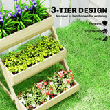 Fir Wood 3 Tier Plant Stand 65cm Wide - Velmora