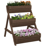 Fir Wood 3 Tier Plant Stand 65cm Wide - Velmora