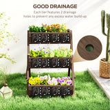 Fir Wood 3 Tier Plant Stand 65cm Wide - Velmora