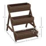 Fir Wood 3 Tier Plant Stand 65cm Wide - Velmora