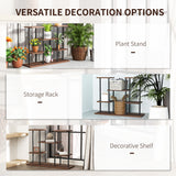 Fir Wood 4 Tier Plant Stand 80cm Wide With Metal Frame - Velmora