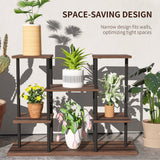Fir Wood 4 Tier Plant Stand 80cm Wide With Metal Frame - Velmora