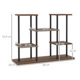 Fir Wood 4 Tier Plant Stand 80cm Wide With Metal Frame - Velmora