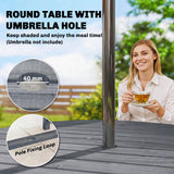 Fir Wood 5 Pieces Round Garden Dining Set With Parasol Hole - Velmora
