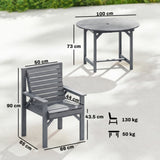 Fir Wood 5 Pieces Round Garden Dining Set With Parasol Hole - Velmora