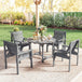 Fir Wood 5 Pieces Round Garden Dining Set With Parasol Hole - Velmora