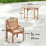 Fir Wood 5 Pieces Round Garden Dining Set With Parasol Hole - Velmora