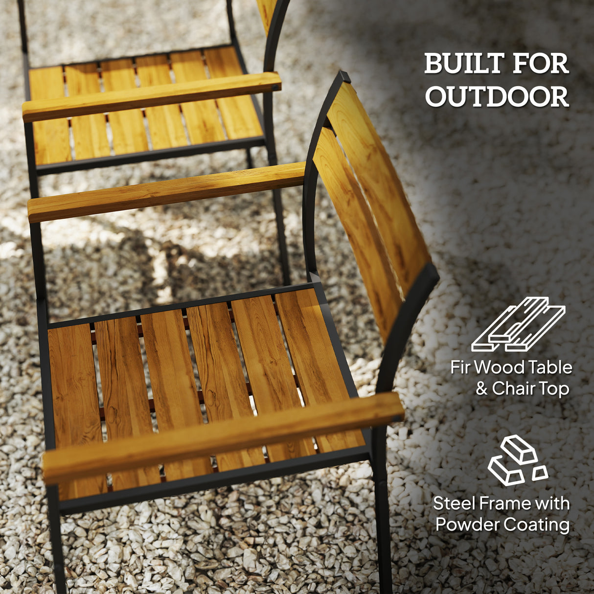 Fir Wood 6 Seater Garden Dining Set With Rectangular Table - Velmora