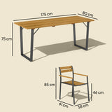 Fir Wood 6 Seater Garden Dining Set With Rectangular Table - Velmora