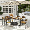 Fir Wood 6 Seater Garden Dining Set With Rectangular Table - Velmora