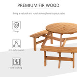 Fir Wood 6 Seater Round Garden Dining Set With Matching Bench - Velmora
