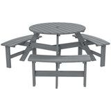 Fir Wood 6 Seater Round Garden Dining Set With Matching Bench - Velmora