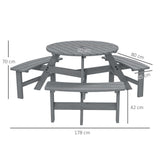 Fir Wood 6 Seater Round Garden Dining Set With Matching Bench - Velmora