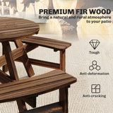 Fir Wood 6 Seater Round Garden Dining Set With Matching Bench - Velmora