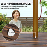 Fir Wood 6 Seater Round Garden Dining Set With Matching Bench - Velmora