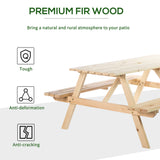 Fir Wood 6 Seater Wooden Picnic Garden Dining Set With 2 Benches - Velmora