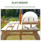 Fir Wood 6 Seater Wooden Picnic Garden Dining Set With 2 Benches - Velmora
