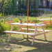 Fir Wood 6 Seater Wooden Picnic Garden Dining Set With 2 Benches - Velmora