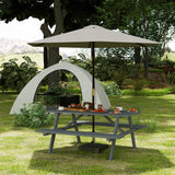 Fir Wood 6 Seater Wooden Picnic Garden Dining Set With 2 Benches - Velmora