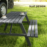 Fir Wood 6 Seater Wooden Picnic Garden Dining Set With 2 Benches - Velmora
