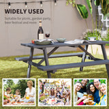 Fir Wood 6 Seater Wooden Picnic Garden Dining Set With 2 Benches - Velmora