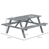 Fir Wood 6 Seater Wooden Picnic Garden Dining Set With 2 Benches - Velmora