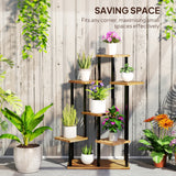Fir Wood 7 Tier Plant Stand 87cm Wide With Metal Frame - Velmora