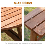 Fir Wood 8 Seater Wooden Picnic Garden Dining Set With Round Table - Velmora