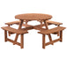 Fir Wood 8 Seater Wooden Picnic Garden Dining Set With Round Table - Velmora