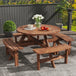 Fir Wood 8 Seater Wooden Picnic Garden Dining Set With Round Table - Velmora