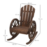 Fir Wood Adirondack Reclining Rocking Armchair - Velmora
