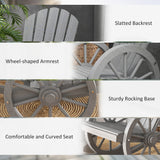 Fir Wood Adirondack Reclining Rocking Armchair - Velmora