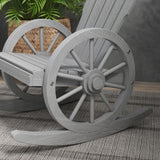 Fir Wood Adirondack Reclining Rocking Armchair - Velmora